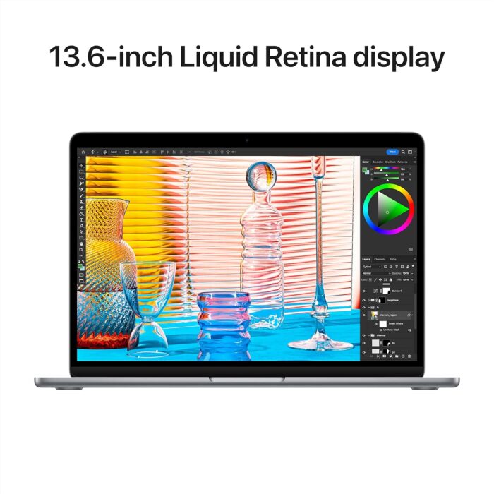 Ordinateur portable Apple MacBook Air 2022 avec puce M2 : écran Liquid Retina de 13,6 pouces, 8 Go de RAM, stockage SSD de 256 Go, clavier rétroéclairé, caméra FaceTime HD 1080p. Fonctionne avec iPhone et iPad ; Zone grise