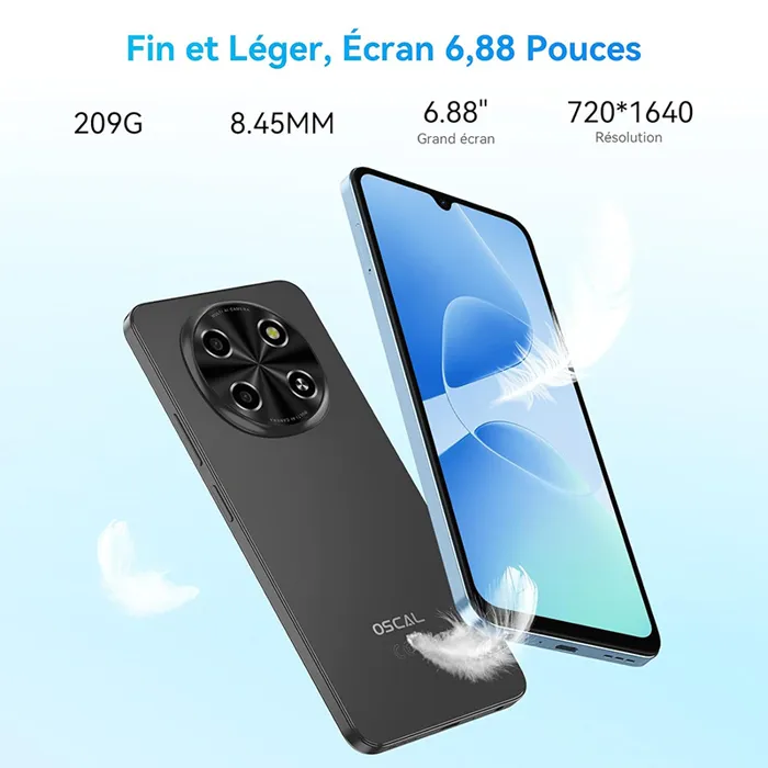 Smartphone Oscal TIGER 5G 8 Téléphone Portable Débloqué 6,88" 12Go+128Go/SD 2To 5000mAh Android 15 NFC Dual SIM GPS – Image 3