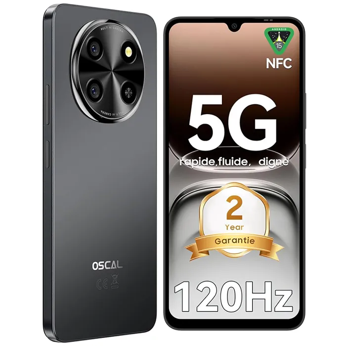 Smartphone Oscal TIGER 5G 8 Téléphone Portable Débloqué 6,88" 12Go+128Go/SD 2To 5000mAh  Android 15 NFC Dual SIM GPS