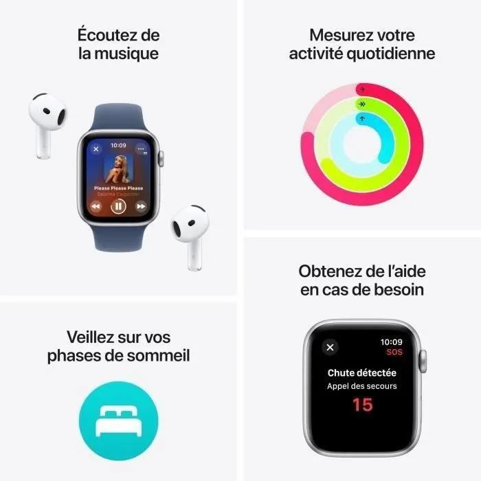 Apple Watch SE GPS - 40mm - Aluminium Starlight - Bracelet Sport Starlight M/L (2024) - Reconditionné - Excellent état – Image 3