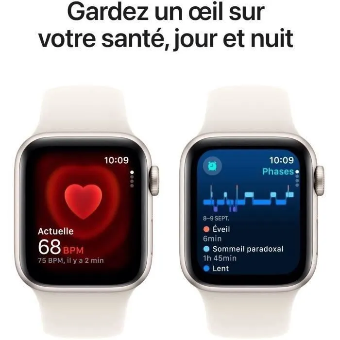 Apple Watch SE GPS - 40mm - Aluminium Starlight - Bracelet Sport Starlight M/L (2024) - Reconditionné - Excellent état – Image 5