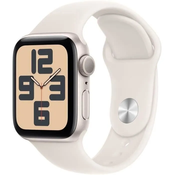 Apple Watch SE GPS - 40mm - Aluminium Starlight - Bracelet Sport Starlight M/L (2024) - Reconditionné - Excellent état