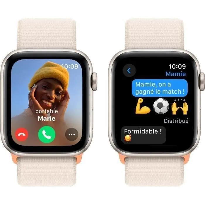 Apple Watch SE GPS - 44mm - Boîtier Starlight Aluminium - Bracelet Starlight Sport Loop - Reconditionné - Très bon état