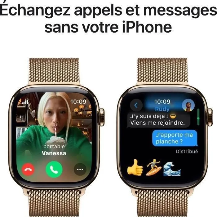 Apple Watch Series 10 GPS+Cellular 42mm Gold Titanium - Bracelet Gold Milanese Loop (2024) - Reconditionné - Etat correct – Image 7