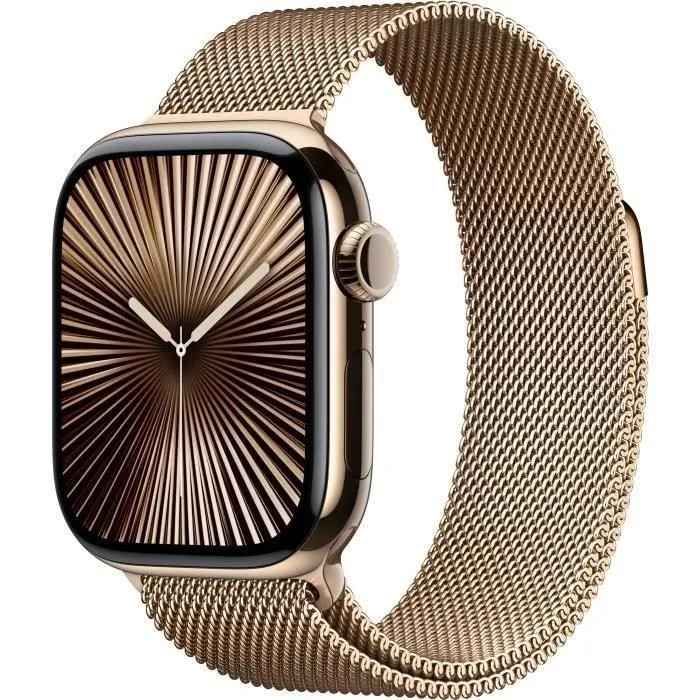Apple Watch Series 10 GPS+Cellular 42mm Gold Titanium - Bracelet Gold Milanese Loop (2024) - Reconditionné - Etat correct