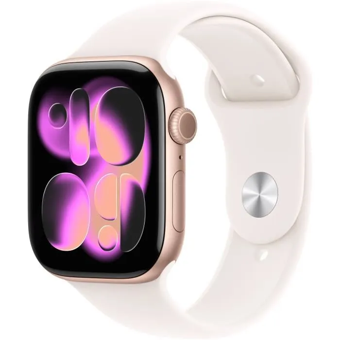 Apple Watch Series 11 GPS - 46mm - Boîtier Rose Gold Aluminium - Bracelet Light Blush Sport Band - S/M