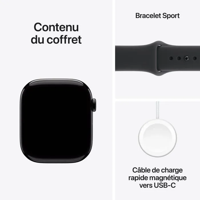 Apple Watch Series 11 GPS + Cellular - 46mm - Boîtier Jet Black Aluminium - Bracelet Black Sport Band - S/M – Image 7