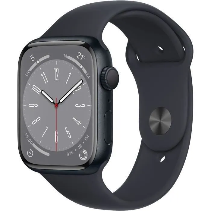 Apple Watch Series 8 GPS - 45mm - Boîtier Midnight Aluminium - Bracelet Midnight Sport Band - (2022) - Reconditionné - Etat correct