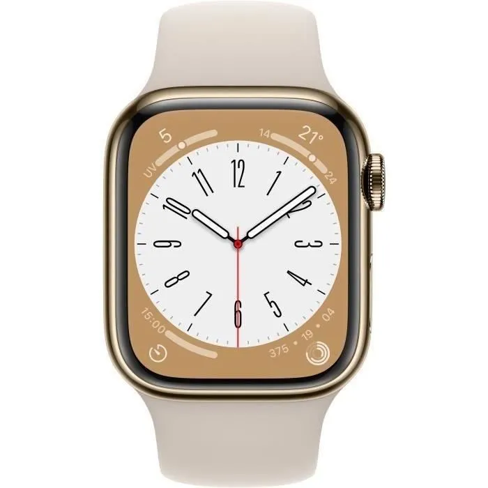 Apple Watch GPS Series 8 + Cellular - 41mm - Boîtier Gold Stainless Steel - Bracelet Starligh (2022) - Reconditionné - Très bon – Image 2