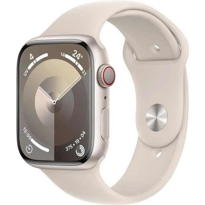 Apple Watch Series 9 GPS - 45mm - Boîtier Starlight Aluminium Starlight Sport Band - M/L (2023) - Reconditionné - Très bon état