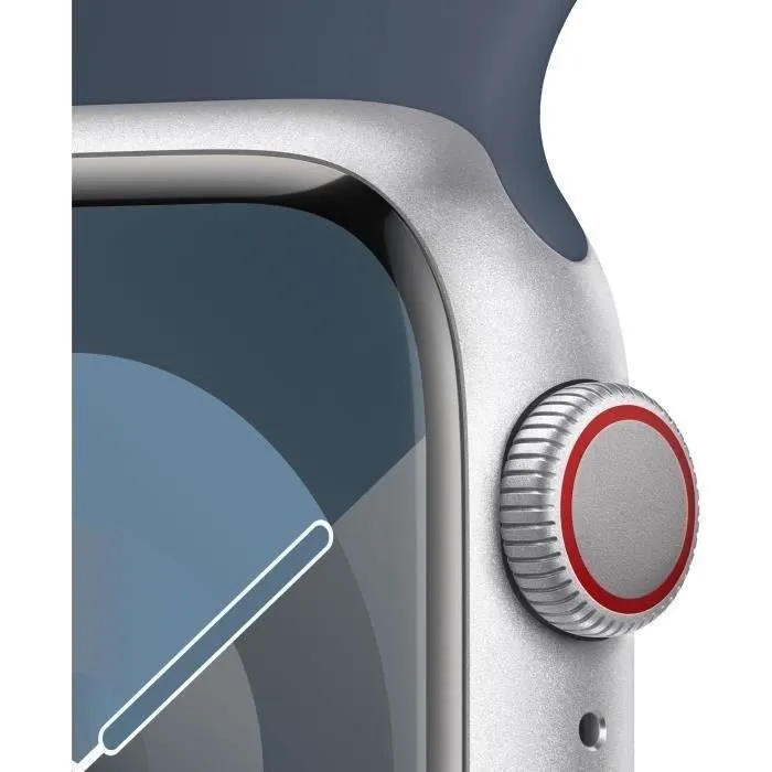 Apple Watch Series 9 GPS + Cellular - 41mm - Boîtier Silver Alu Storm Blue Sport Band - M/L (2023) - Reconditionné - Excellent état – Image 3