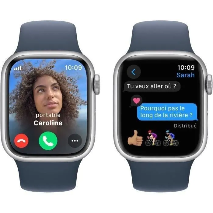 Apple Watch Series 9 GPS + Cellular - 41mm - Boîtier Silver Alu Storm Blue Sport Band - M/L (2023) - Reconditionné - Excellent état – Image 4