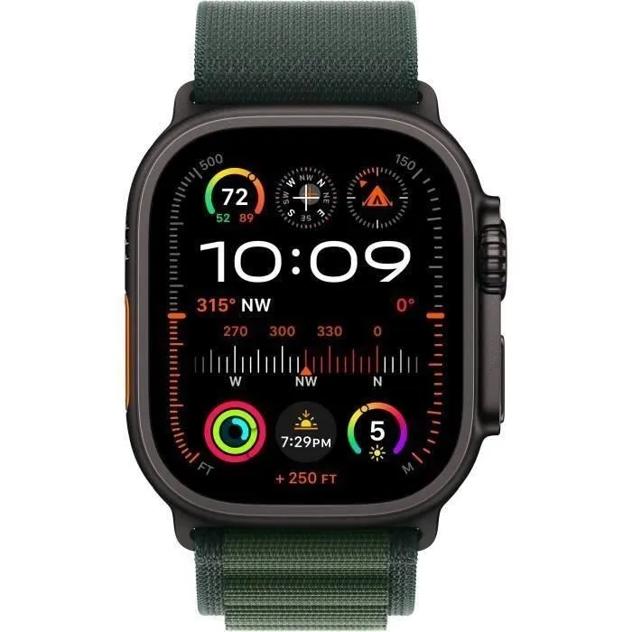 Apple Watch Ultra 2 GPS+Cellular 49mm Black Titanium - Bracelet Dark Green Alpine Large (2024) - Reconditionné - Excellent état – Image 2