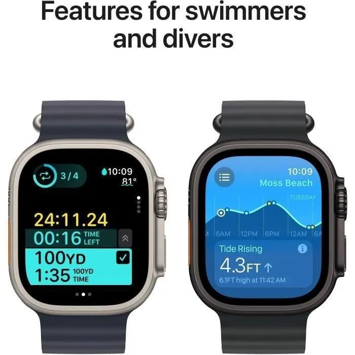 Apple Watch Ultra 2 GPS+Cellular 49mm Black Titanium - Bracelet Dark Green Alpine Large (2024) - Reconditionné - Excellent état – Image 5