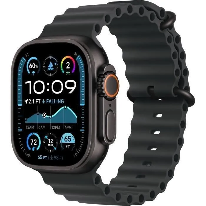 Apple Watch Ultra 2 GPS+Cellular 49mm Black Titanium - Bracelet Black Ocean Band (2024) - Reconditionné - Excellent état