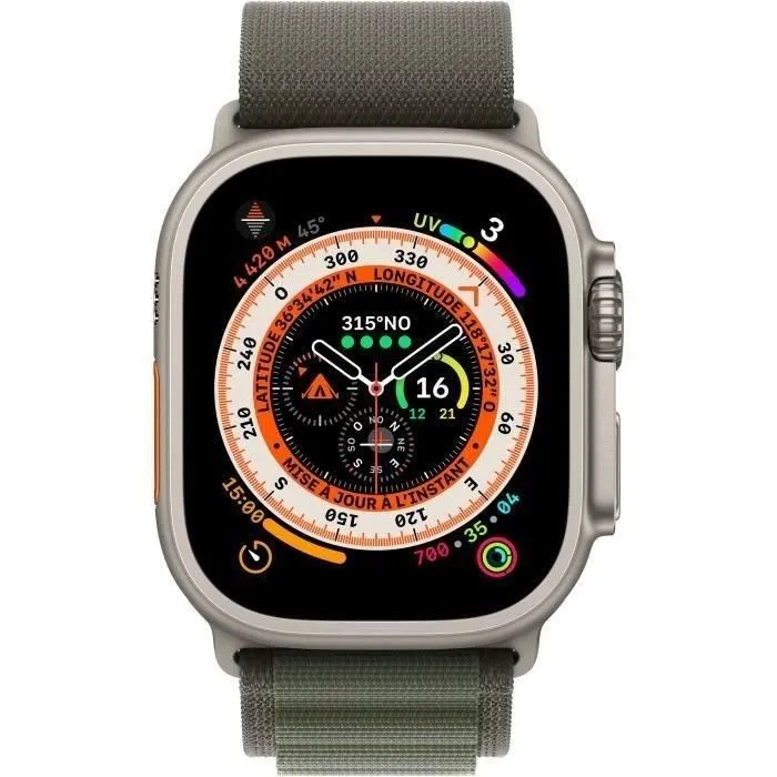 Apple Watch Ultra GPS + Cellular - 49mm - Titanium - Bracelet Green Alpine Loop - Small (2022) - Reconditionné - Excellent état – Image 2