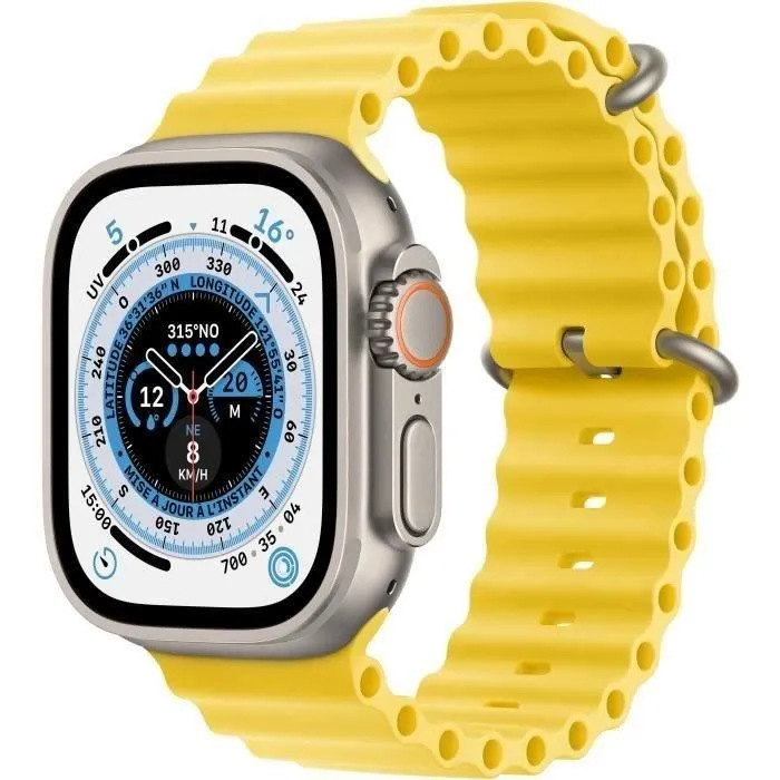 Watch GPS Ultra Apple+ Cellular - 49mm - Titanium - Bracelet Yellow Ocean Band (2022) - Reconditionné - Etat correct