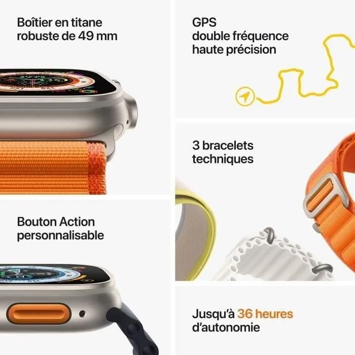 Watch GPS Ultra Apple+ Cellular - 49mm - Titanium - Bracelet Yellow Ocean Band (2022) - Reconditionné - Etat correct – Image 7