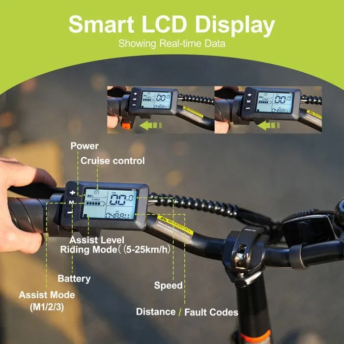 Avdleu- Vélo Électrique Pliable - Roues 16" - Moteur 250W 25km/h - Batterie 36V 11.4Ah - Autonomie 40-80km (Mode ASSIST) - Noir – Image 4