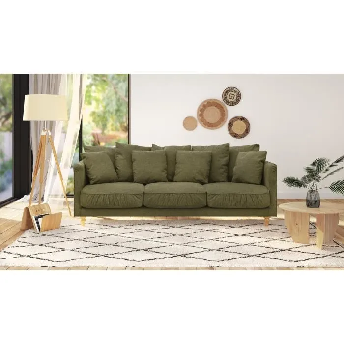 Canapé fixe 4 places Constance - Tissu vert - L 212 x H 87 x P 93 cm – Image 2