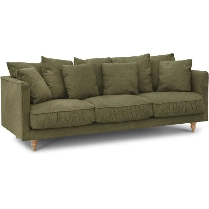 Canapé fixe 4 places Constance - Tissu vert - L 212 x H 87 x P 93 cm – Image 3
