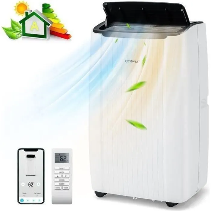 Climatiseur Mobile 14000BTU 4kW R290-6 en 1 Chauffage, Costway Déshumidificateur, Veille-WiFi,APP-Démarrage Retardé-Arrêt Programmé