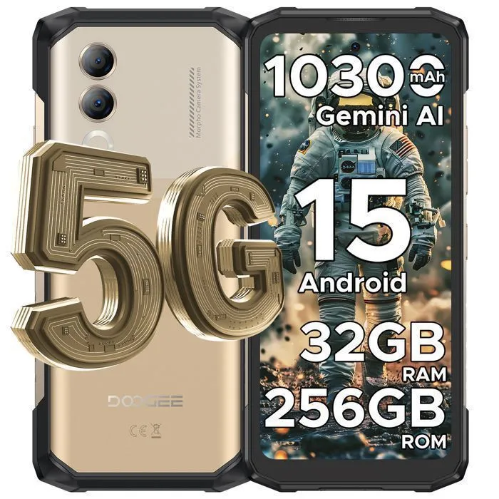 Smartphone Incassable 5G Doogee Blade20 Turbo - 10300mAh 6.6” HD+ Telephone Incassable Android 15 - 32Go+256Go - 50MP+16MP