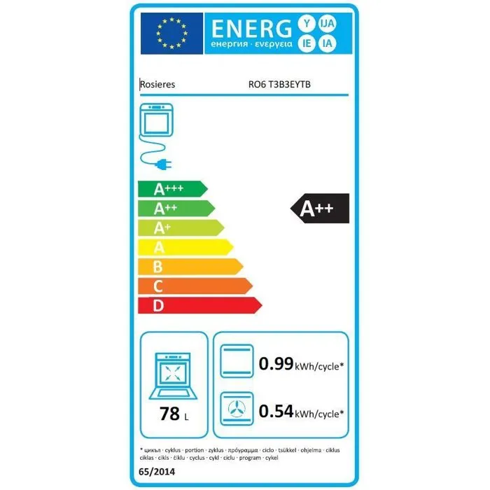 Four encastrable - Pyrolyse Hydrolyse - Rosieres - RO6 T3B3EYTB - Noir - Porte froide - 78L - Easy Steam – Image 4