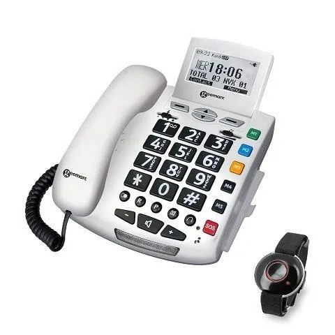 Geemarc Téléphone filaire grosses touches sénior Serenities avec télécommande design