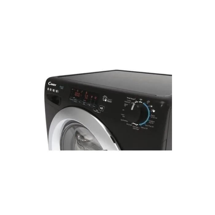 Lave-linge hublot Candy- 10 kg - Induction - Vapeur - 1400 trs/min - Classe A - Programmes rapides - Noir – Image 3