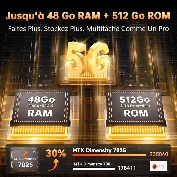 Smartphone Robuste 5G Oukitel WP55 Pro 6.6" 11000mAh Telephone Portable Incassable 108MP Vision Nocturne Double SIM/NFC Orange – Image 12
