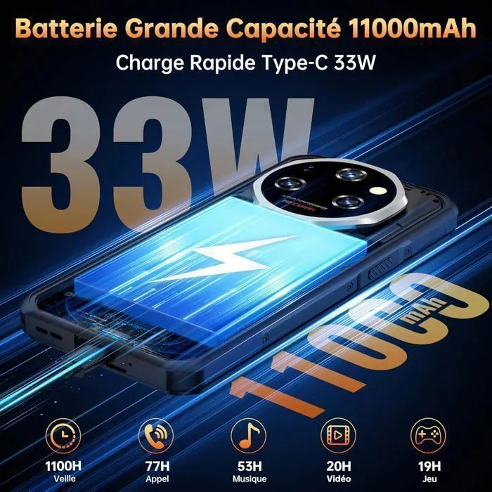 Smartphone Robuste 5G Oukitel WP55 Pro 6.6" 11000mAh Telephone Portable Incassable 108MP Vision Nocturne Double SIM/NFC Orange – Image 11