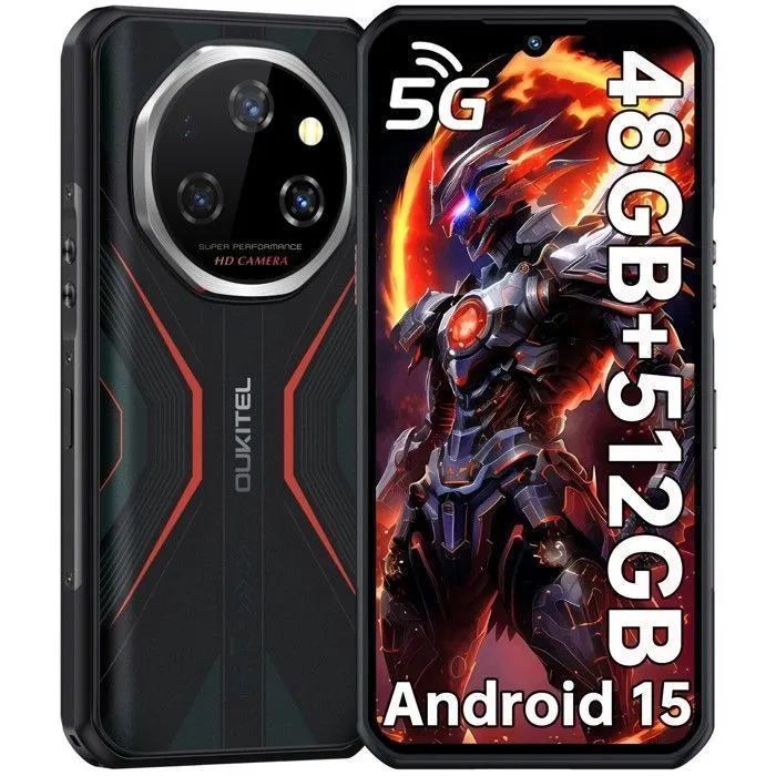Smartphone Robuste 5G Oukitel WP55 Pro 6.6" 11000mAh Telephone Portable Incassable 108MP Vision Nocturne Double SIM/NFC Orange