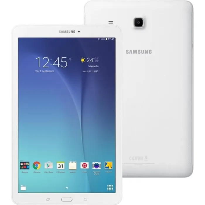 Samsung Tablette Tactile Galaxy Tab E 3G 8 Bl - 9,6 pouces WXGA - RAM 1,5Go - Quad Core 1,3 GHz - Stockage 8Go - Blanc