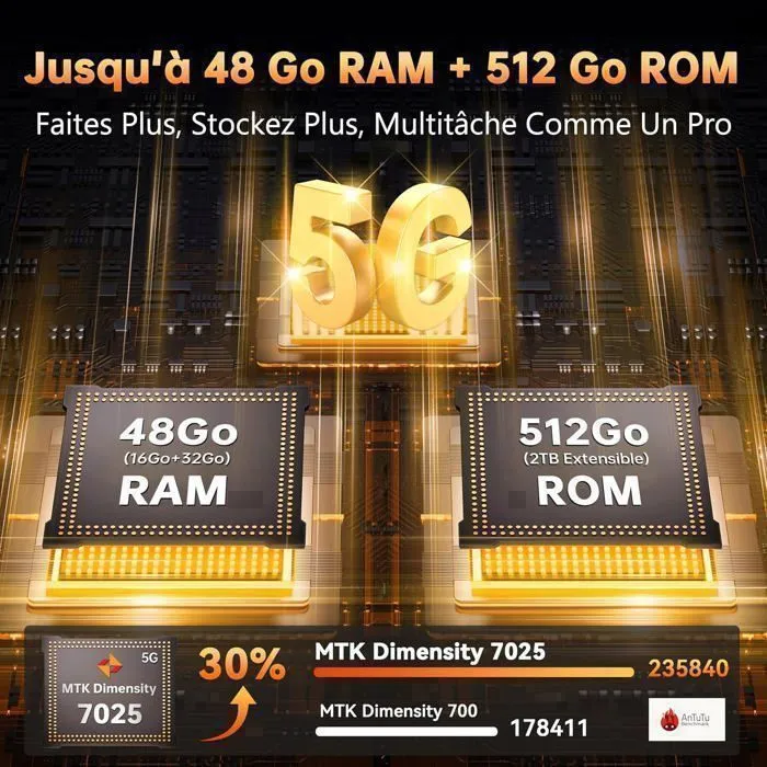 Smartphone Robuste 5G Oukitel WP55 Pro 6.6" 11000mAh Telephone Portable Incassable 108MP Vision Nocturne Double SIM/NFC Orange – Image 6
